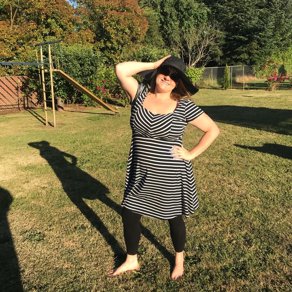 Black and white summer striped dress